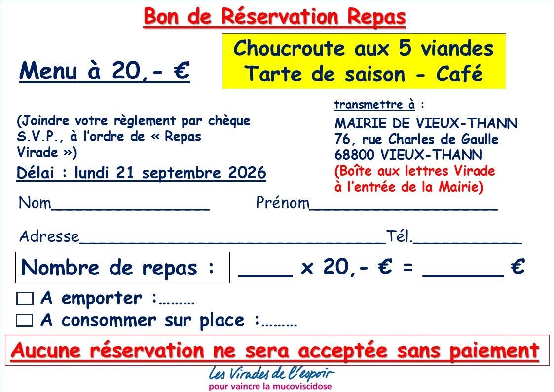 RESERVATION VIRADE