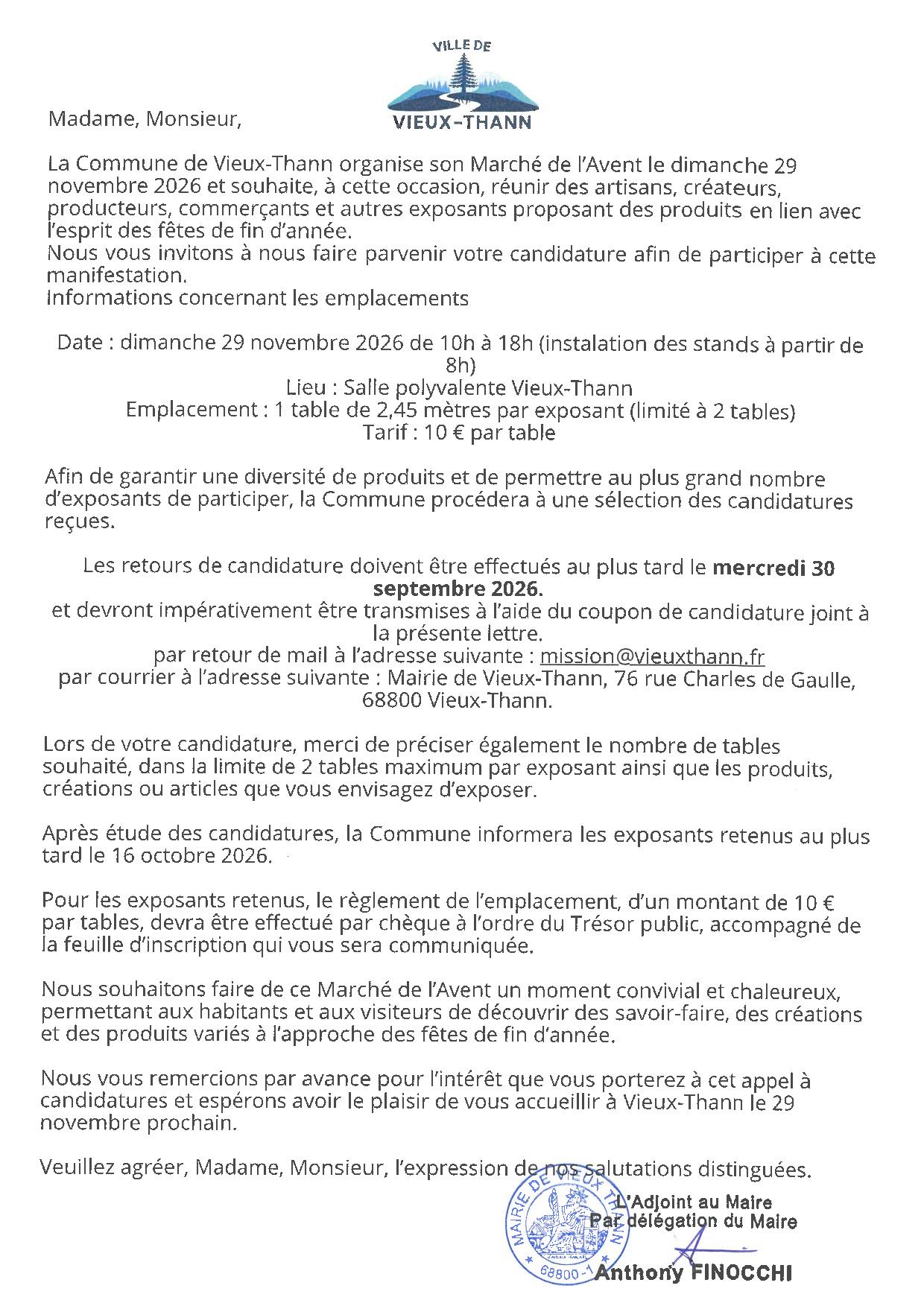 candidature marché de l Avent